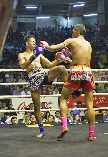 boxeurs au stade Rachadamoen à Bangkok